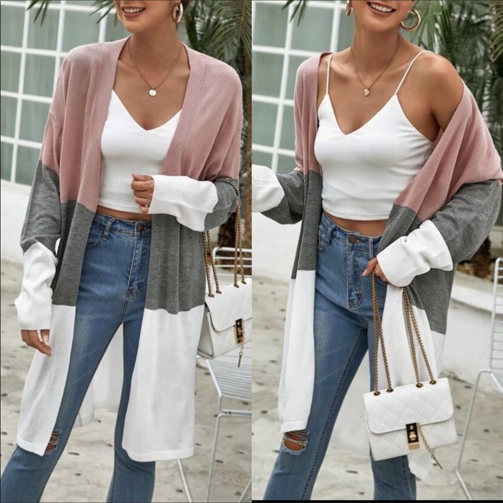 Color Blocked Long Cardigan - Picture 3 of 3